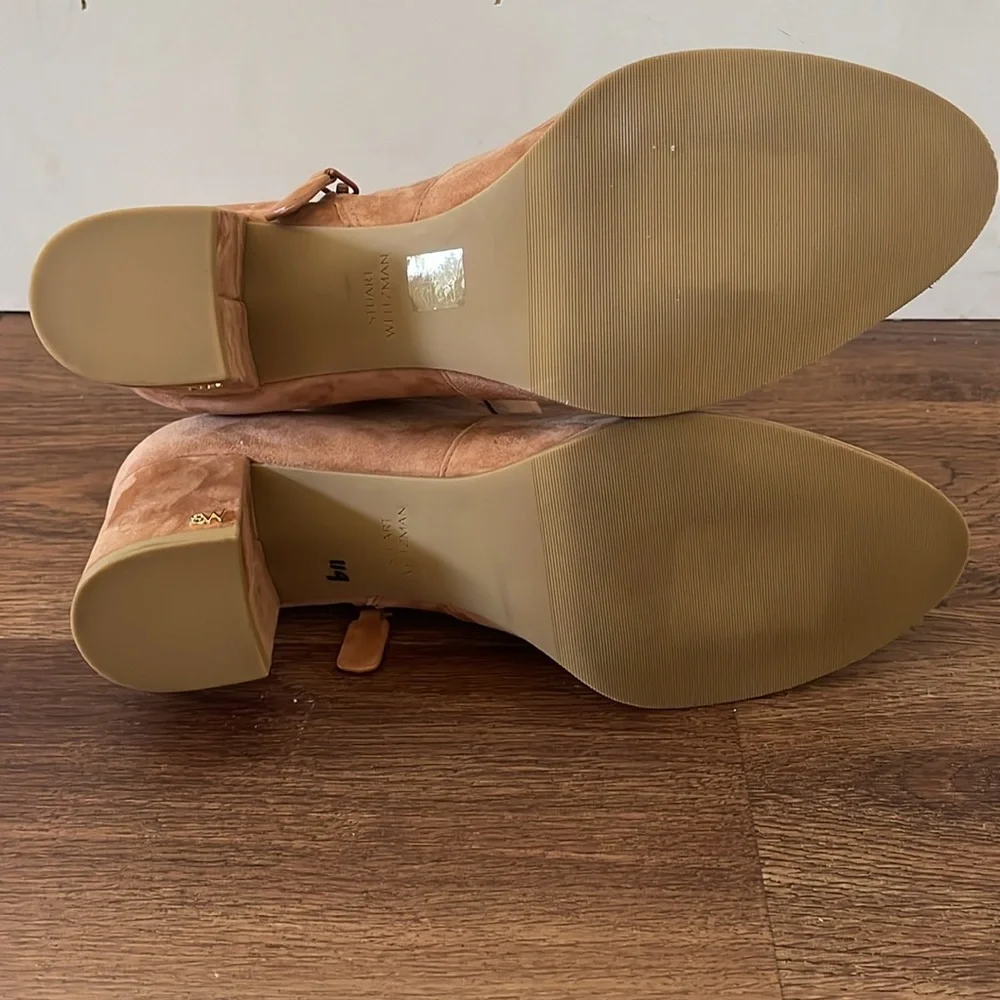 New Stuart Weitzman Brown Ryland Suede Block Ankle Boots